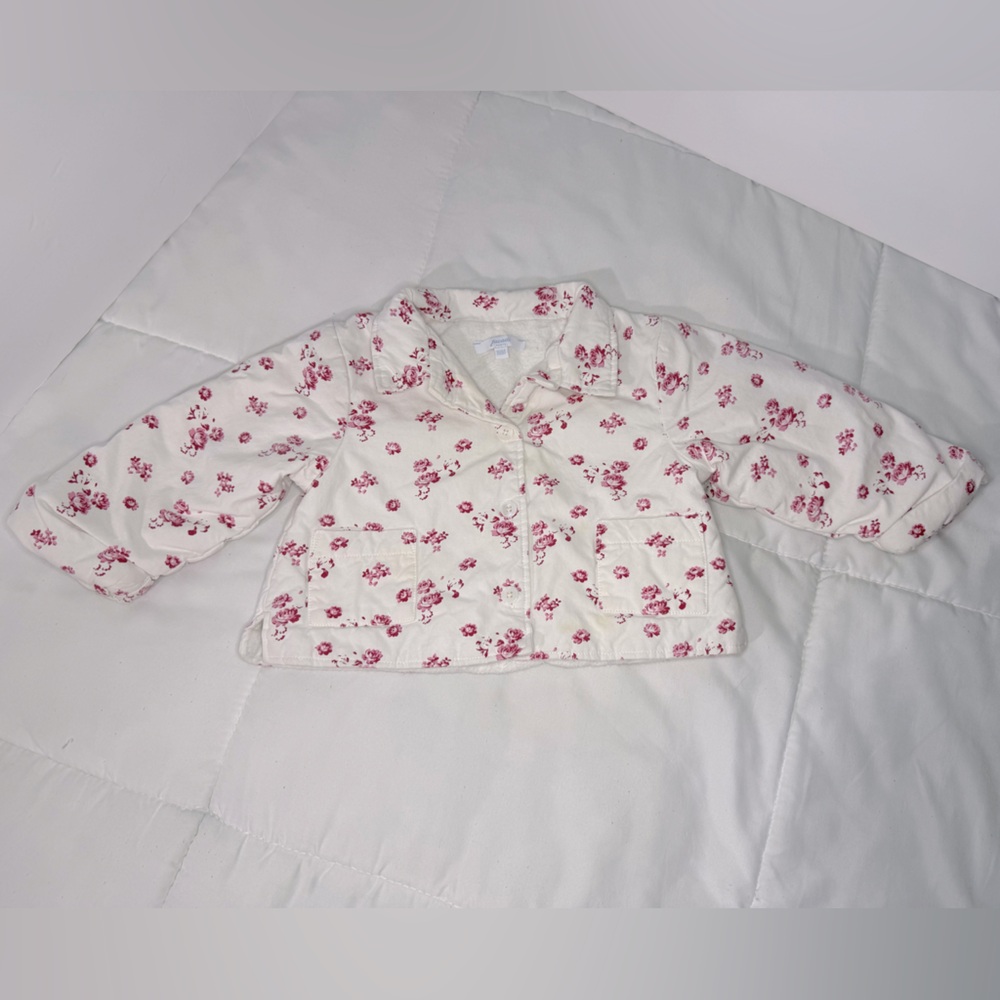 Jacadi Paris 18M Girls Insulated Jacket Floral White Pink Cottagecore Spring